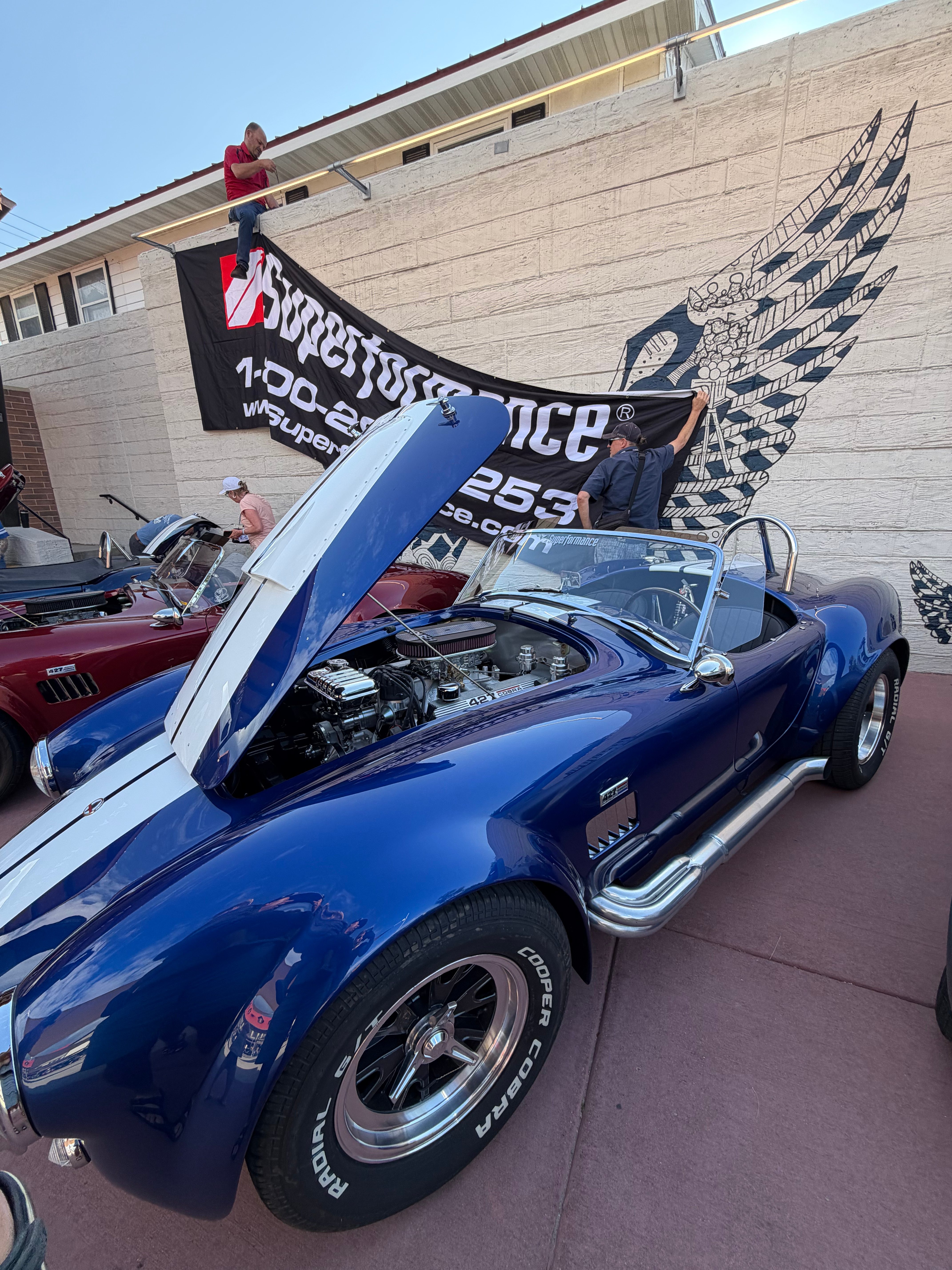 Blue Cobra roadster at the Elm Street Plaza car show