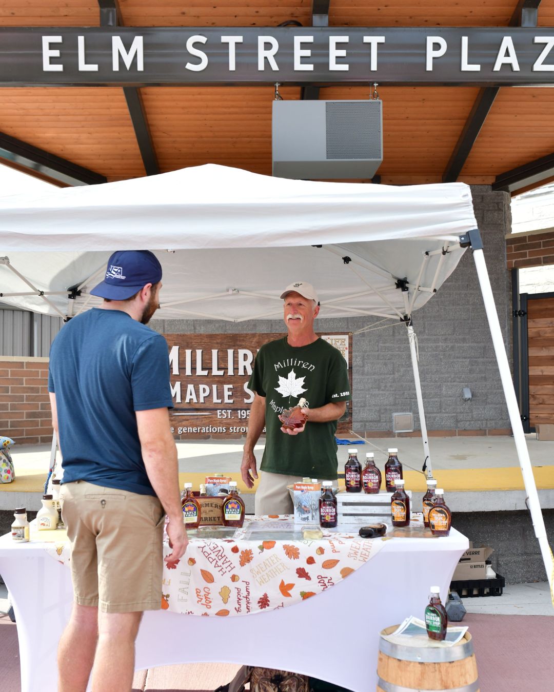 Milliren Maple Syrup vendor at the Elm Street Plaza pavilion